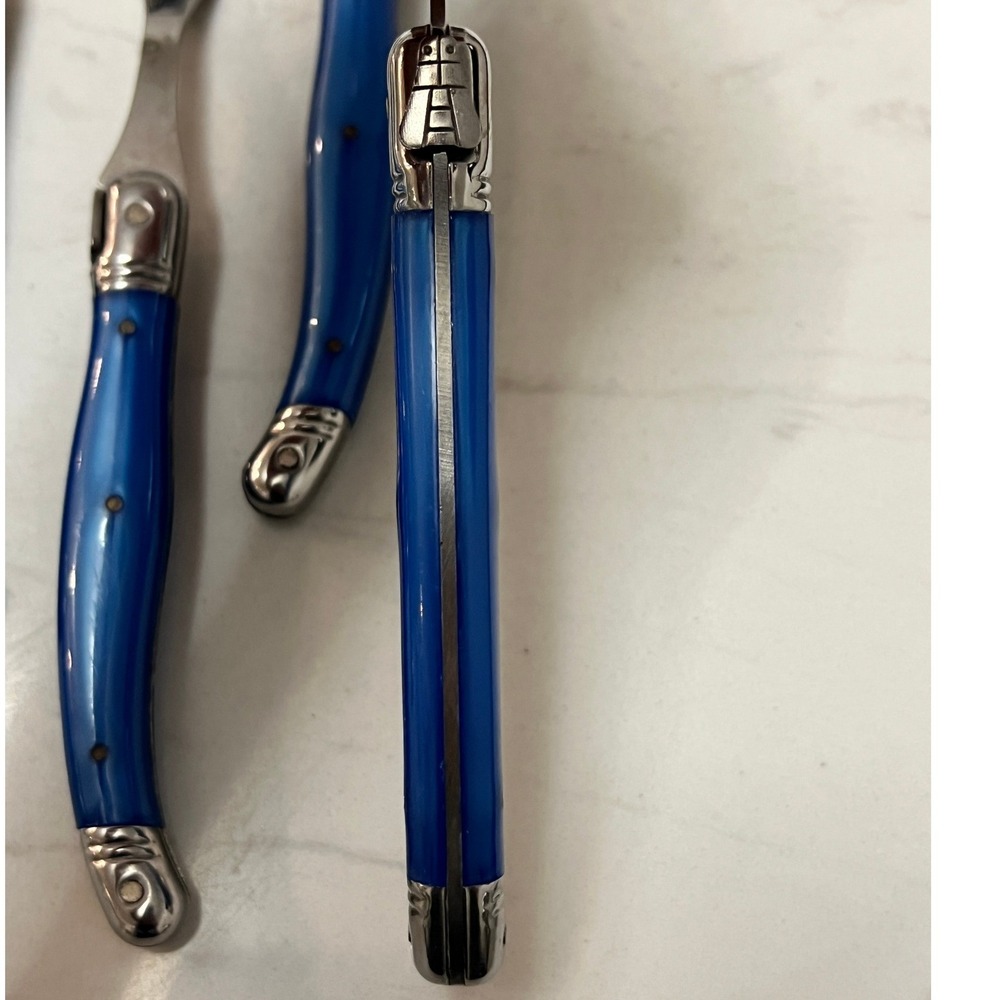 Laguiole‎ Jean Dubost French Home 8pc Flatware Set Blue Stainless - Picture 6 of 13